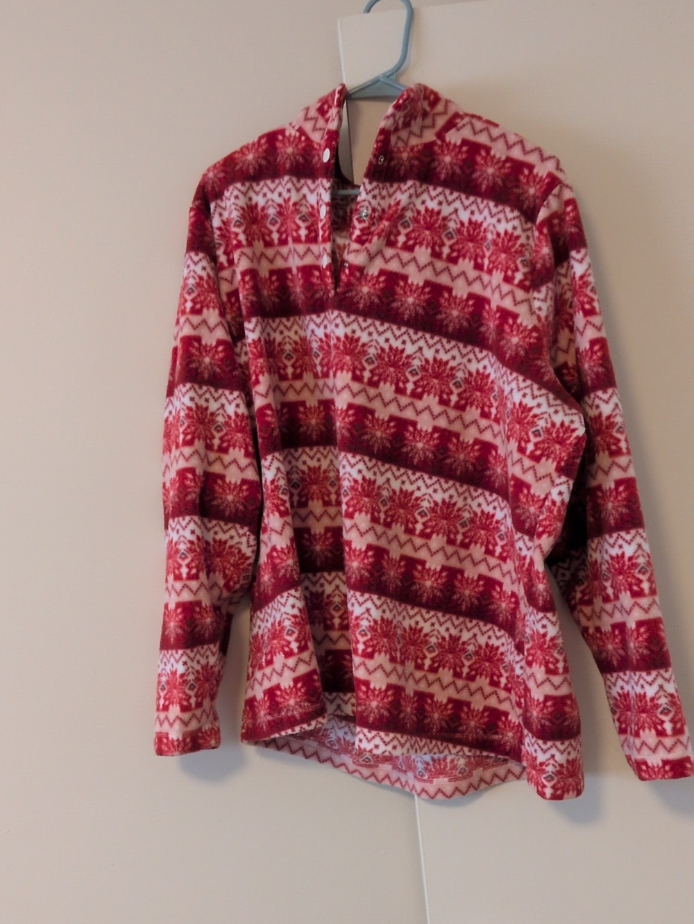 croft & barrow Red and White Patterned Fleece Pullover Hoodie